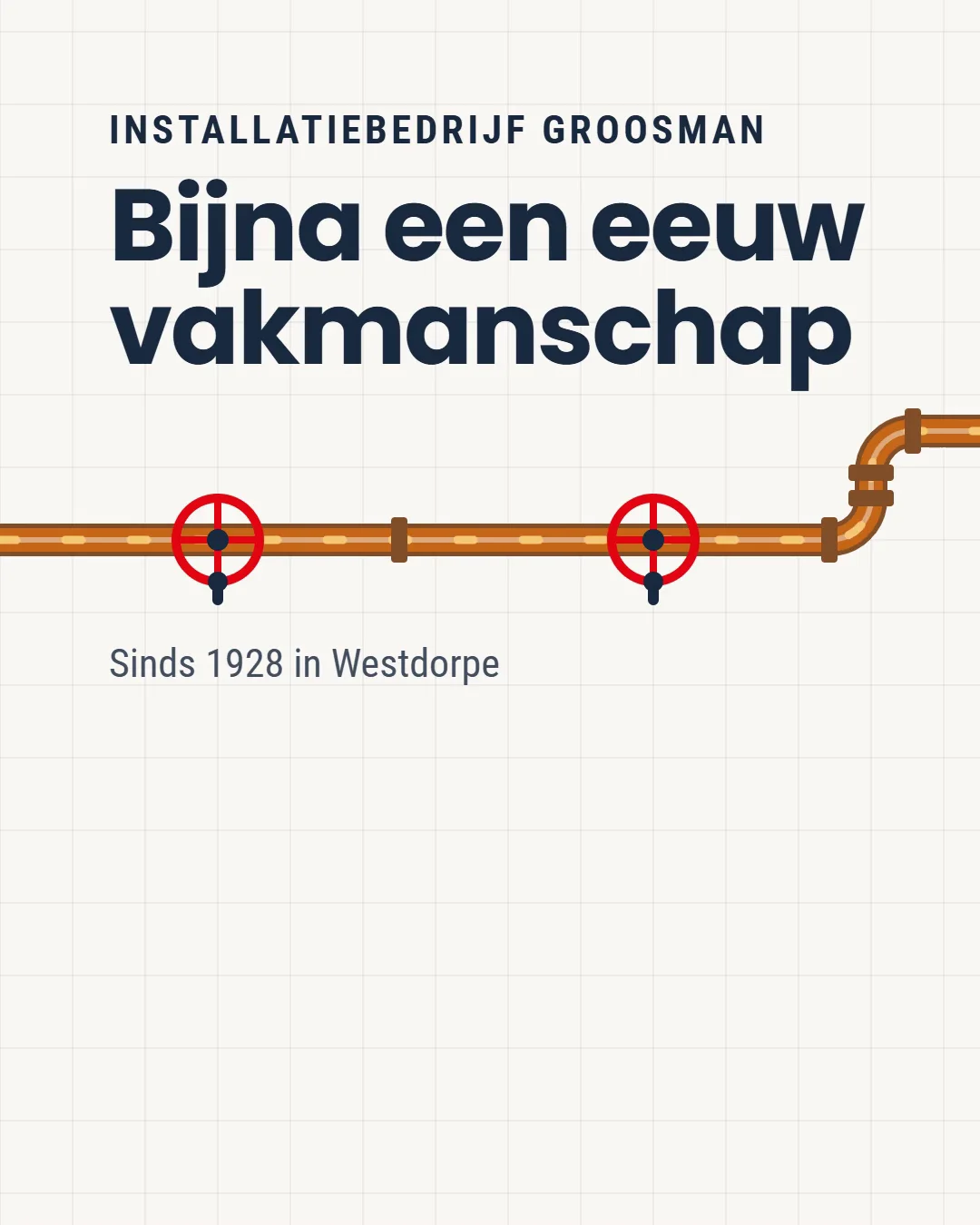 Eén koperen leiding vertelt het verhaal van 1928 via 1948 en 1957 tot vandaag. De mijlpalen staan ook in de tekst hieronder.